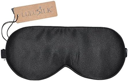 LULUSILK Mulberry Silk Sleep Eye Mask & Blindfold Large with Elastic Strap/Headband, Soft Eye Cover for Women Men Deep Night Sleeping, Travel Nap with Fashion Stripe (Pink Stripe)