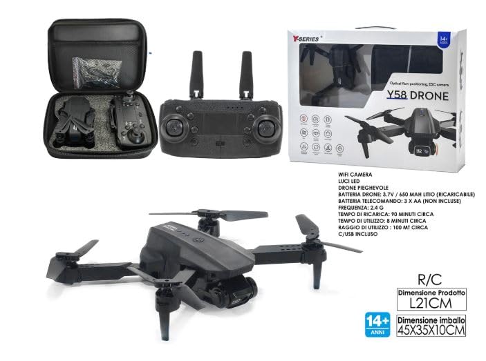 Drone con Fotocamera, Funzione Foto e Video, Luci LED, Connessione App, Ripiegabile, Decollo/Atterraggio One Key