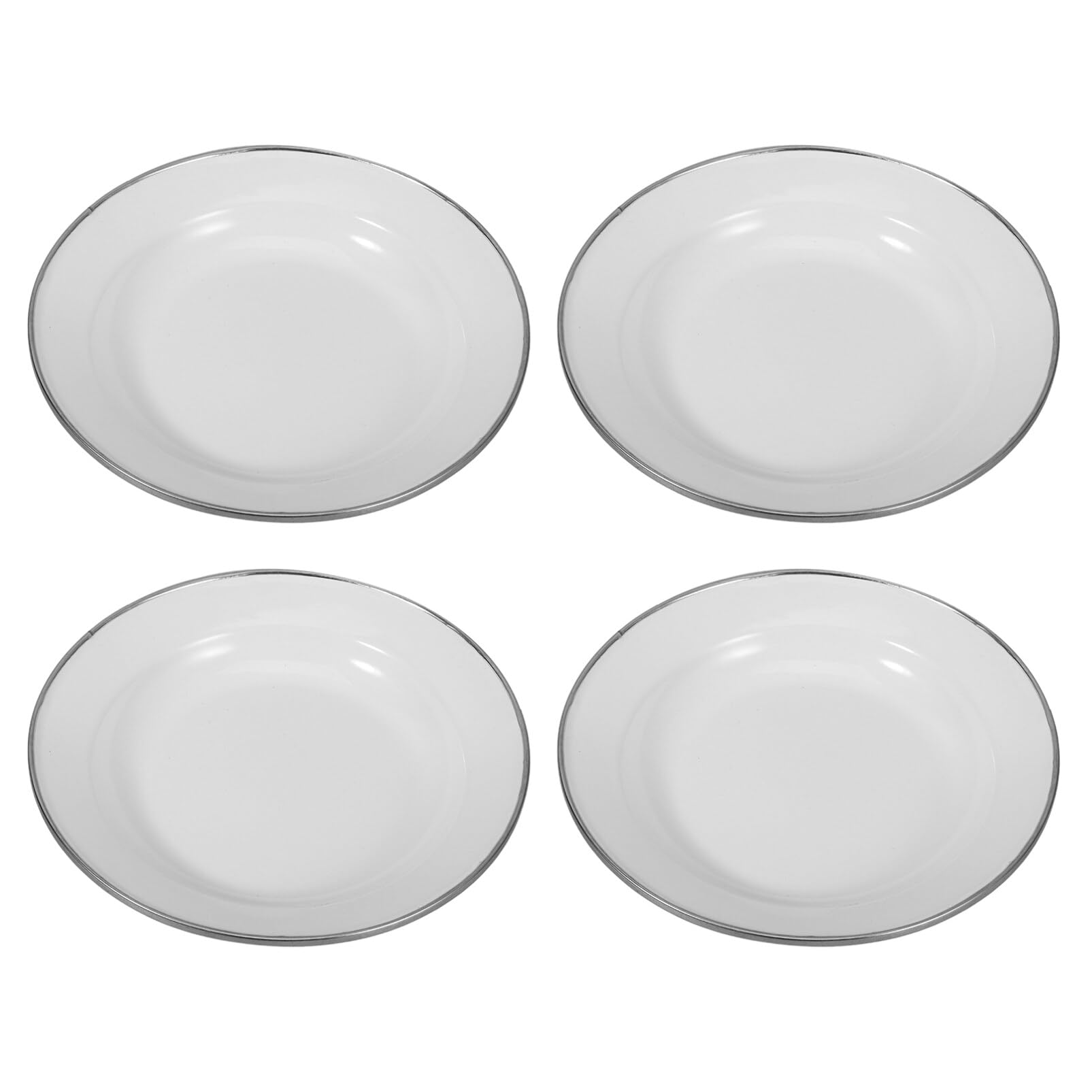 Luxshiny Vintage Enamel Plate Small, 4pcs 7 Inch White Enamelware Plates Retro Dinner Plates Rustic Serving Dishes for Fruit Food Dessert Snack