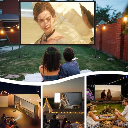 undefined Outdoor-Projector-Screen-with-Stand - 120 inch Portable Projector Screen Indoor Outdoor Projector Screens 16:9 4K HD Lightweight Movie Screen with Carry Bag for Backyard Movie Night の商品画像 7