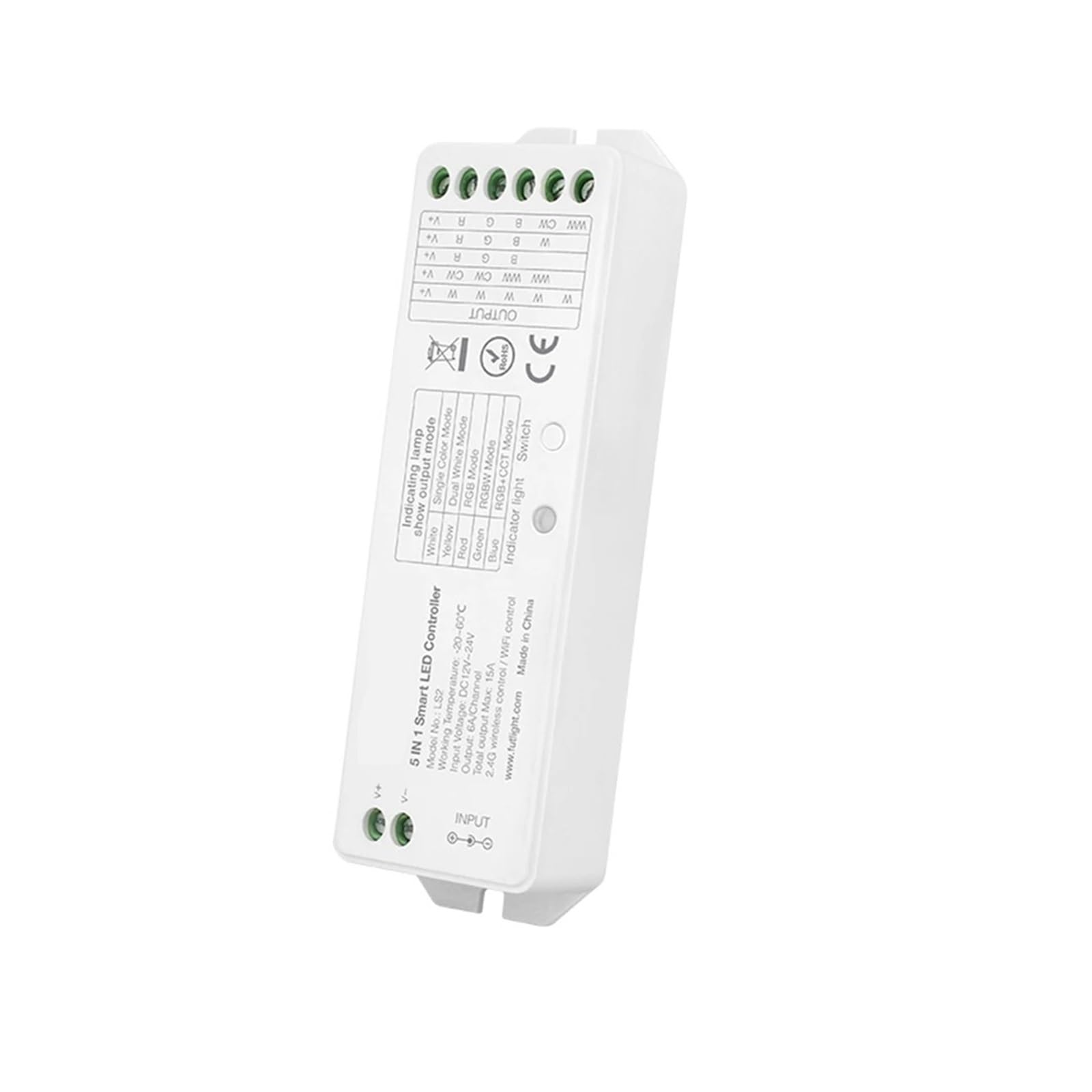 Controlador LED 5 en 1 DC12V 24V 15A LS2, adecuado for tiras LED monocromáticas, CCT, RGB, RGBW, RGB+CCT, control remoto 2,4G(B0 Only)