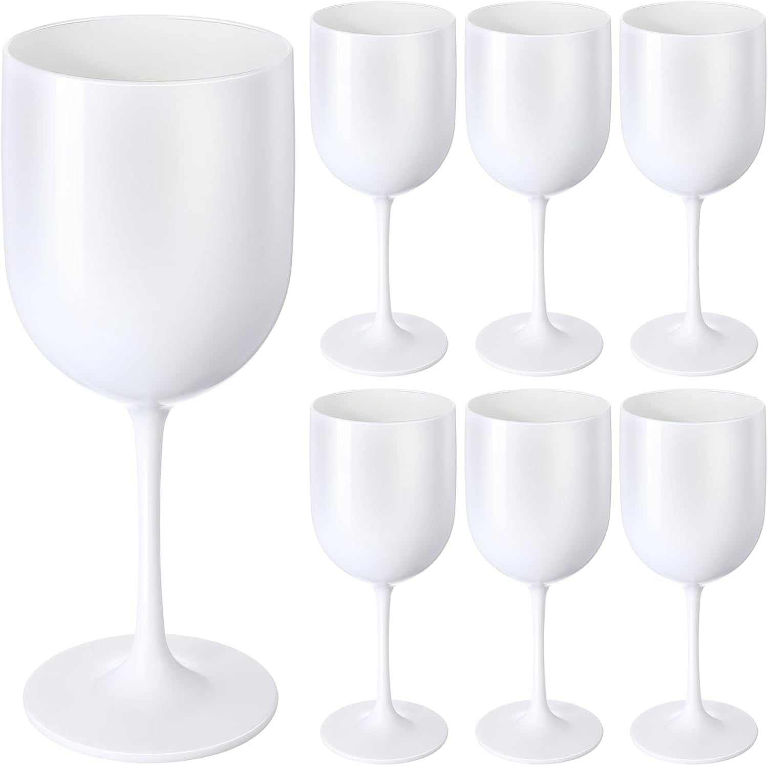 Plastic Wine Glasses Set of 6, 16 oz Goblet Acrylic Plastic Reusable Unbreakable Wine Cups for Bachelorette Wedding Bridal Shower Birthday Party (White)