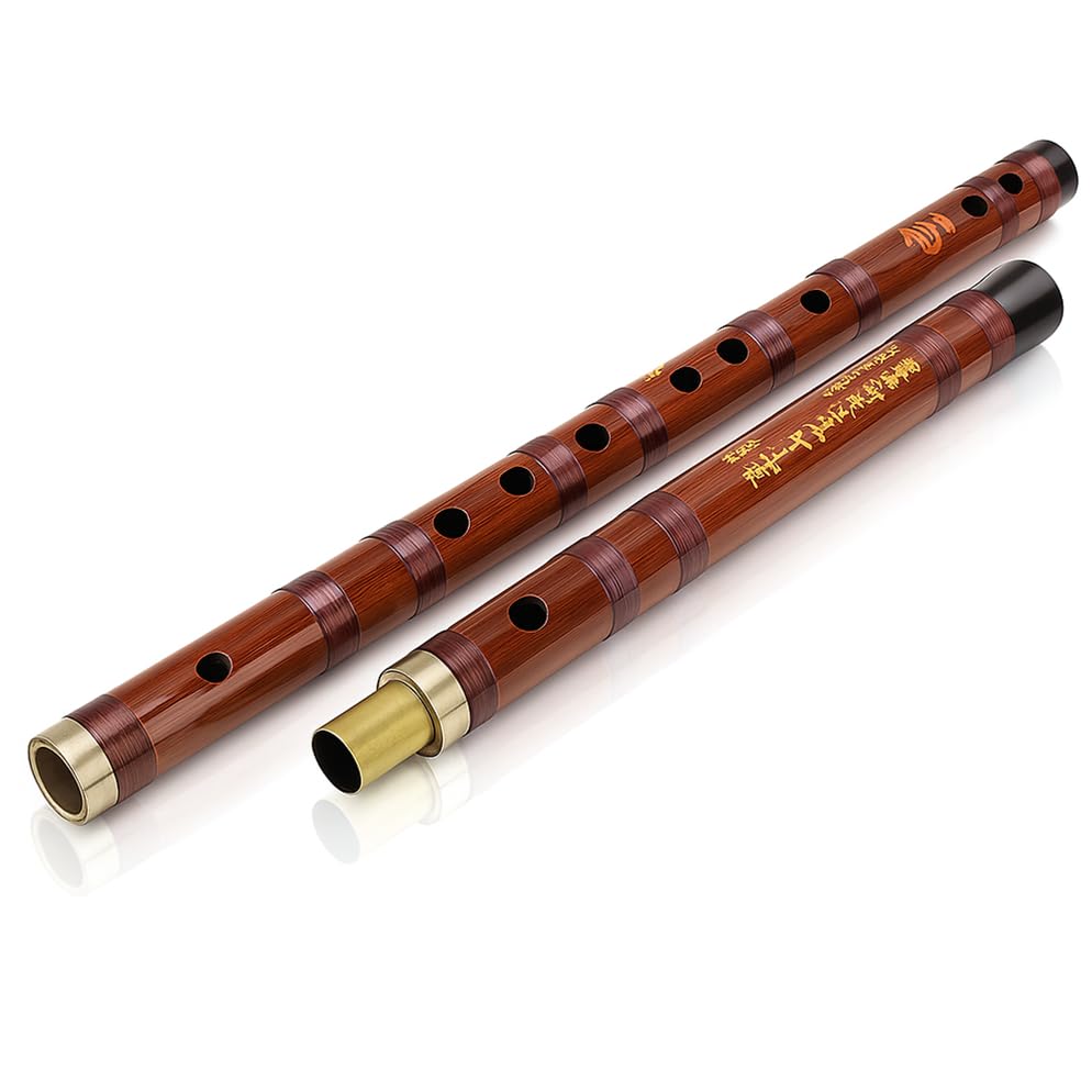 Flauta de Bambú Clave Do, Instrumento con Estuche (67cm, Tallado Artesanal) para Principiantes y...