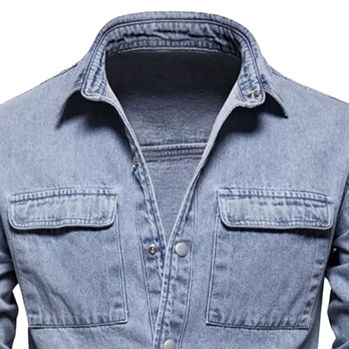 Chaqueta de mezclilla desgastada para hombre azul miniatura 2
