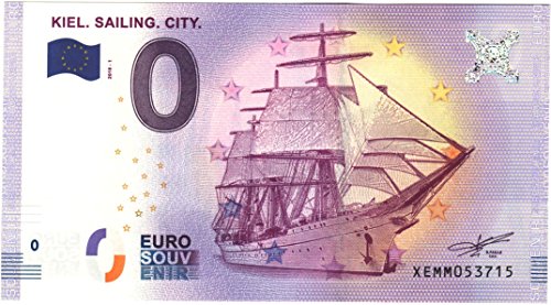 0 Euro Schein Gorch Fock - Kiel Sailing City 2018 - Null Euro Souvenier Banknote mit verschiedenen Sehenswürdigkeiten