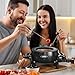 Sunvivi Electric Fondue Pot Set for Melting Chocolate Cheese, 3 Quart Fondue Set with Adjustable Temperature Control and 8 Color-Coded Forks, 1000W Non-Stick Fondue Maker for Dessert, Oil and Broth