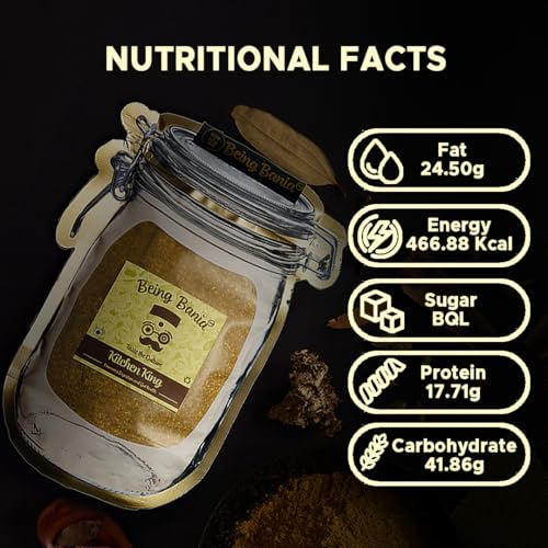Image of Being Bania Kitchen King Masala Pouch, 100 Gms | 100% Natural |natural Jain Masala No garlic or onion | | No Added Flavors or Preservative | For Healthy Routine | Promote Digestion & Gut Health | Exotic Indian Spices | Indian Masala