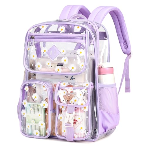 Image of PIG PIG GIRL Clear Backpack for School,Heavy Duty PVC Transparent Bookbag for Girls Stadium Approved See Through Backpack