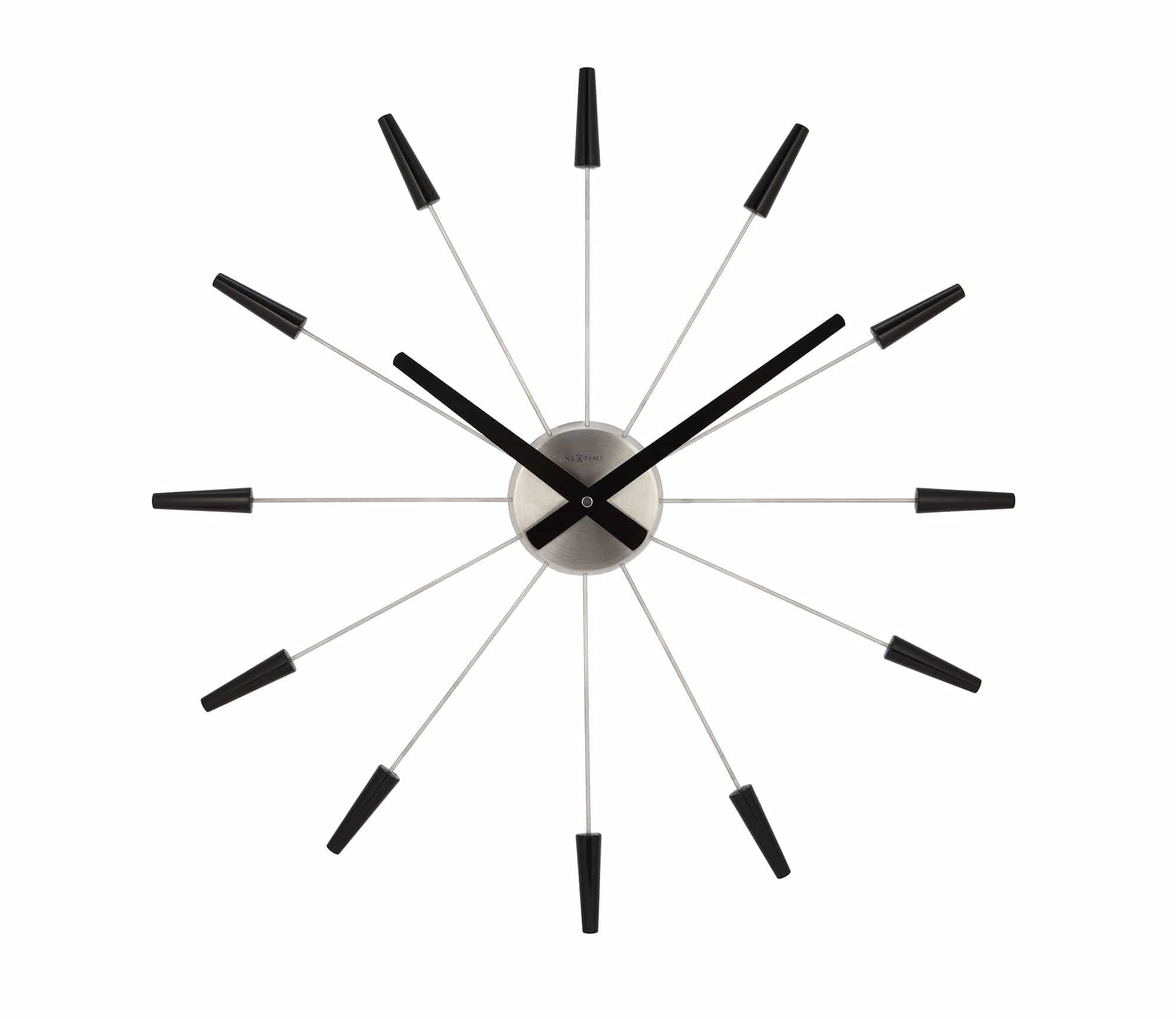 techno line große NeXtime Wanduhr 2610ZW Plug Inn, lautlos, schwarz, aus Edelstahl, ø 58 cm