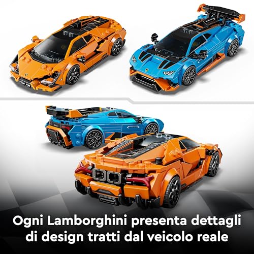 Speed Champions Lamborghini Revuelto e Huracán STO - Modellini di Auto da Corsa - Macchine Giocattolo con 2 Minifigure dei Piloti - Regalo di Compleanno per Bambini da 10 Anni in su - 77238 - Lego - Immagine 4