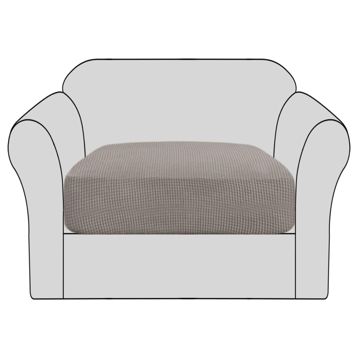 Bellahills Taupe Stretch Sofa Seat Cushion Cover Sofa Couch Cushion Furniture Protector Sofa Slipcover With Elastic Bottom Spandex Jacquard Fabric Small Checks(1 Piece, )