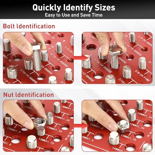 Caikvwen LIANGUI00001 Thread Checker, Professional Nut And Bolt Thread Checker With 28 Sizes, Premium14 Metric & 14 Standard Identibolt, Accurate Thread Gauge thumb #2