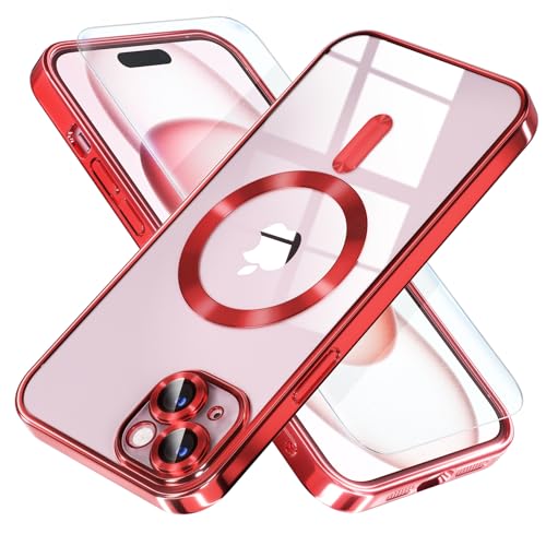 Image of Misea Magnetic for iPhone 15 Plus Case Compatible with MagSafe Red