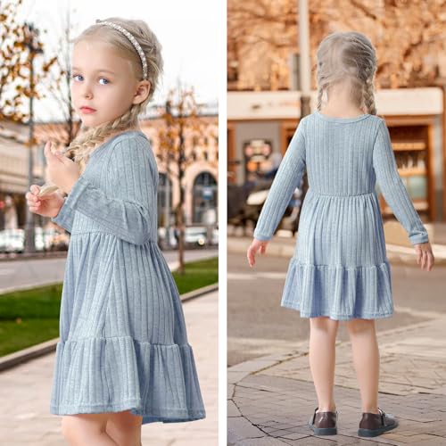 Image of Toddler Baby Girl Long Sleeve Dress Girls Knit Sweater Dresses Tiered Kids Swing Holiday Clothes Fall Winter