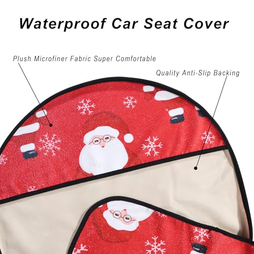 Image of Car Seat Cover Protector Front Seats,for Gym Workout,Running,Swimming,Beach and Hiking,Waterproof Sweat Towel Bucket Seat Covers for Cars SUV Trucks (Santa Claus, 1Pcs)