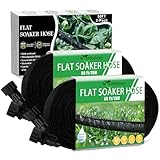 Flat Soaker Hose 100FT, Garden Hose with Heavy Duty Double Layer Design, Drip Irrigation Hose Saves 80% Water, Leak Proof Sprinkler Hose for Garden, Lawn, Vegetable plot