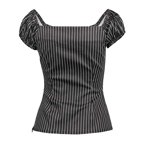 Image of YARN & INK Women's Rockabilly Tops 1950s Pinup Shirt Casual Off Shoulder Vintage Blouse