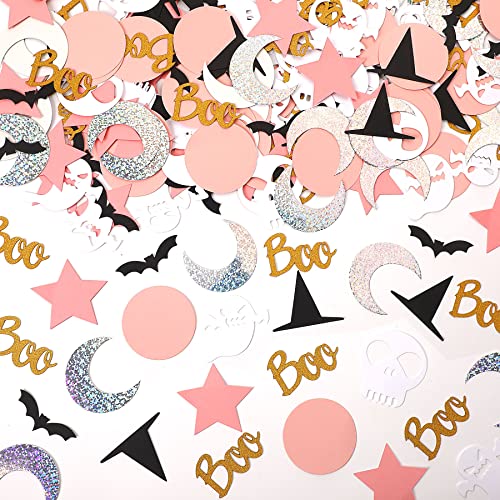 300Pcs Halloween Confetti Glitter Decorations, Bat Ghost Black Pink Halloween Confetti For Party Table Scatter Decorations, Halloween Table Decor Party Favors #TOP15