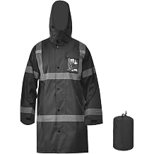 High Vis Rain Jacket Trench Coat &amp;Safety Rain Jacket RIVER OTTER Rain Bibs ANSI Class 3