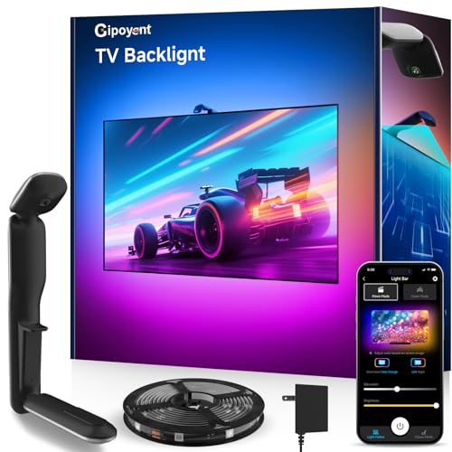 GIPOYENT LED TV Backlights with Camera, 13.7FT TV Lights that Change with for 45-65 in TV, Music Sync LED Strip Light with Smart App Control - RGB Color Changing Light Strip for Bedroom