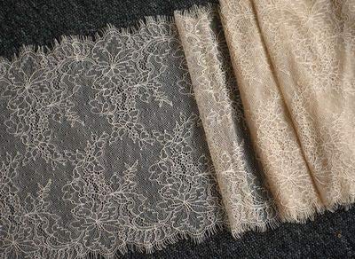 Jing Ger 3m Long 23cm Wide Hollow Eyelash lace Fabric Wholesale DIY Underwear Clothing Decoration Accessories (Color : Nude)