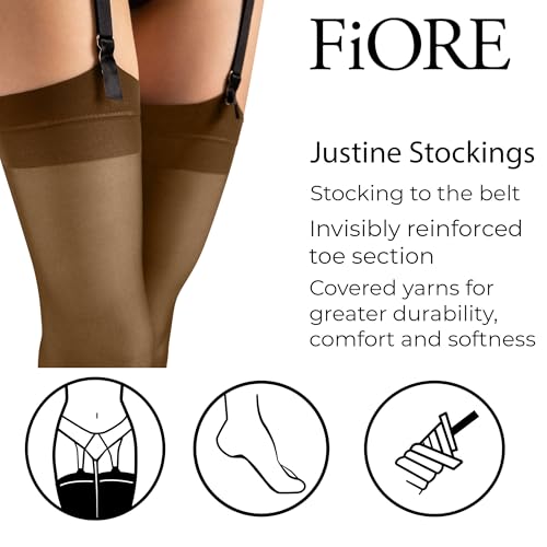 Image of Fiore Sensual Justine Smooth Sheer Stockings - Women, Elegant, Sophisticated, Formal Occasions - Black, One Size