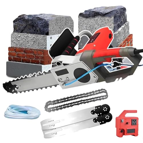 Electric Concrete Chain Saw,Handheld Electric Chainsaw Wall Cutter,Electrics Diamond Chain Wall Cutter,With Water Fed Dust Suppression,For Granite, Reinforced Concrete (350)