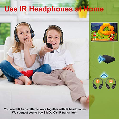 SIMOLIO IR Headphones for Car DVD w/Volume Limited, Wireless Infrared Headphone for Honda Odyssey, Toyota Sienna, uConnect, Chrysler Pacifica, Gmc Yukon, Universal 2 Channel, Foldable,AUX Cord,2 Pack by SIMOLIO - Image 7