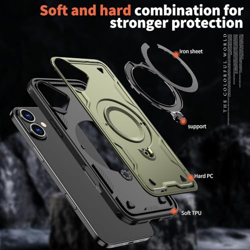 Coque iPhone 16 Plus avec anneau de support 360 et béquille invisible