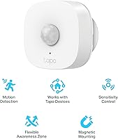 Vista 2 de TP-Link Tapo Sensor de movimiento, requiere Tapo Hub, batería de larga duración con protocolo inalámbrico de baja potencia Sub-1G, detección