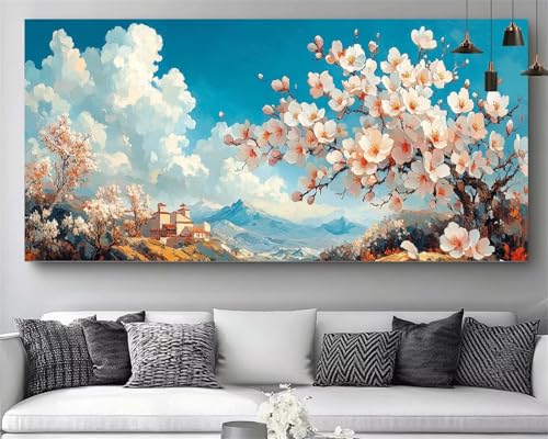 Broderie diamant kit complet paysage floral pour créer un tableau mural 5D DIY au salon