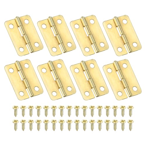 PATIKIL Pequeñas Bisagras de Espiga de 1 Pulgada Paquete de 8 Bisagras Mini para Joyeros con Tornillos para Cajas de Joyería Gabinetes Cajones Y Puertas Color Oro