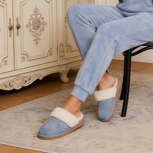 Image of Litfun Women's Fuzzy Memory Foam Slippers Fluffy Winter House Shoes Indoor and Outdoor