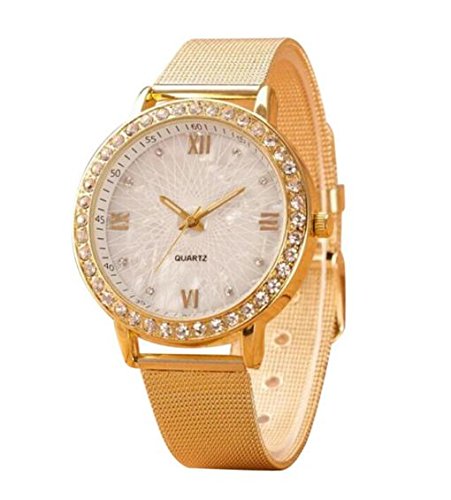 ITHANO -Gold mesh Strap Round Quartz Analog Off White dial Women Wrist watch-ITGOLDMESH02 (B07GLRL873) Amazon Price History, Amazon Price Tracker