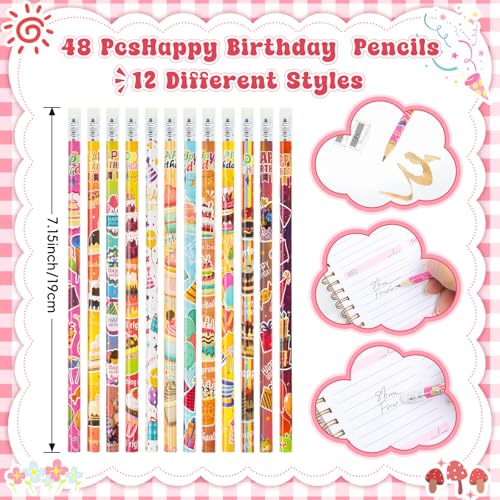 48 lápices de grafito Happy Birthday para niños miniatura 2
