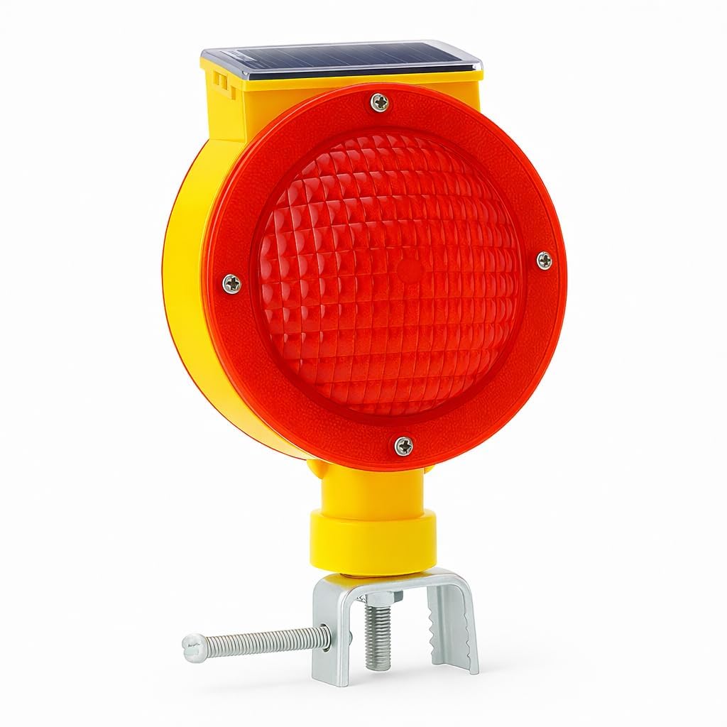 Arc Solar Warning Light SLR-180 | Red LED High Visibility Road Safety Blinker for Barricades, Traffic & Construction | Waterproof Solar Powered Flashing Lamp with Clamp Mount-image-24