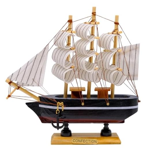 Fahibin Modelo de Barco de Vela Decoración,16cm Barco Pirata de Madera,Modelo de velero de Madera para decoración de dormitorios, Salones y oficinas