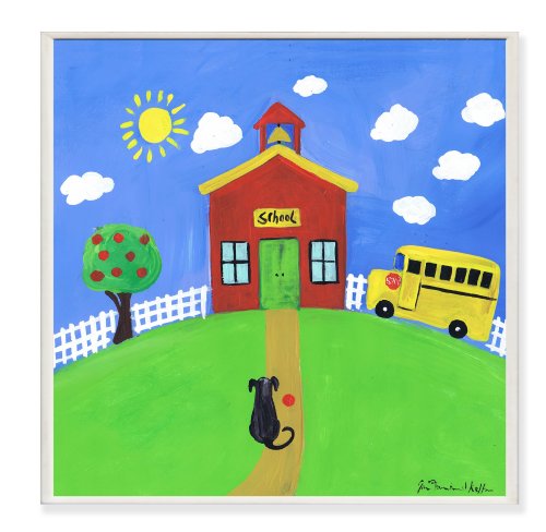 Maison d'école plaque murale carrée souvenirs de chambre enfant