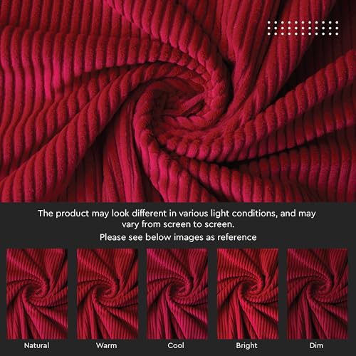 Image of Encasa XO Corduroy Fabric by the Meter, 59 inch Wide Premium 238 GSM Polyester Upholstery & Sewing Material, Soft Ribbed Red Fabric for Sofa /Cushion Covers, Trousers, Curtains & DIY Crafts