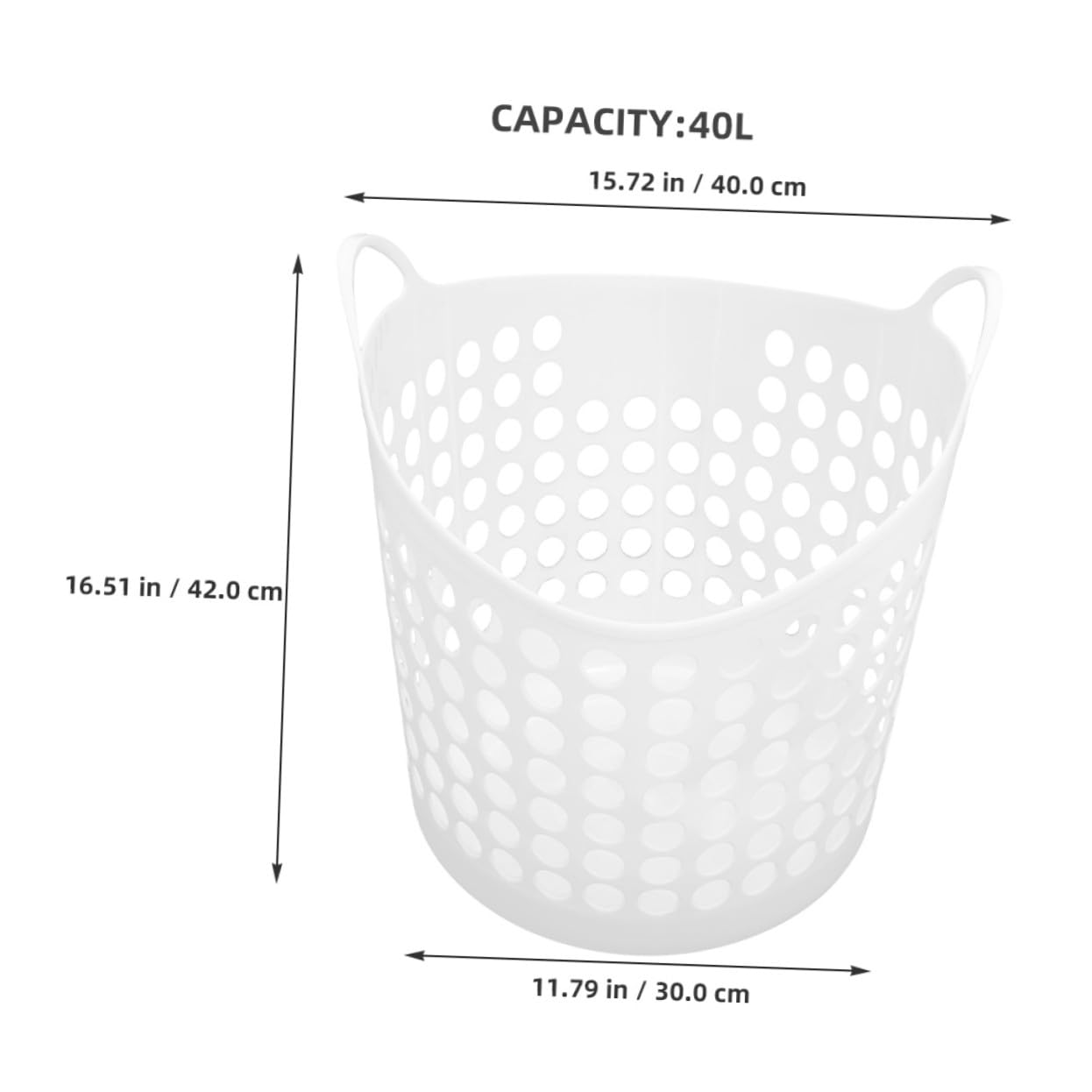 Cesto Bucato Sporco in PE Bianco 40l, Leggero, Traforato