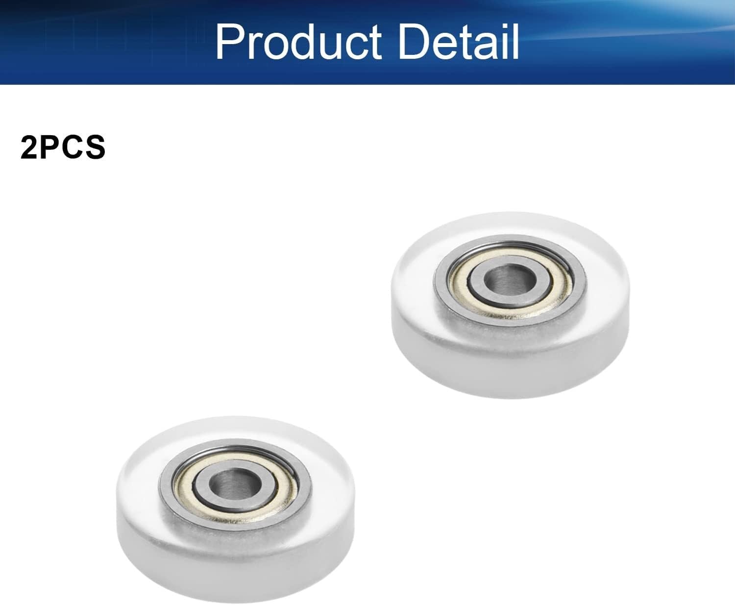 Bearings, Roller,Flat WRoller,Pulley,Flat Wheel, Nylon Roll 2Pcs 3 x 15 x 4mm Roller Idler Bearing Pulley Sliding Conveyor Nylon Wheel for Furniture, Hardware Accessories, Mobile Door(Transparent),Hi