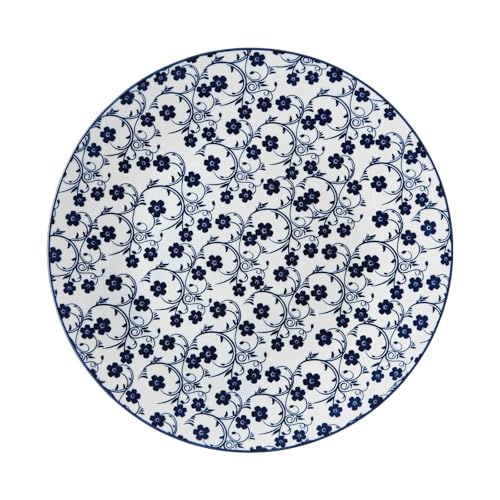 Ritzenhoff & Breker Speiseteller Royal Sakura, Ø 26.5 cm, Runder Essteller aus Porzellan, Orientalisches Dekor, Spülmaschinenfest & Mikrowellengeeignet, Blau-Weiß
