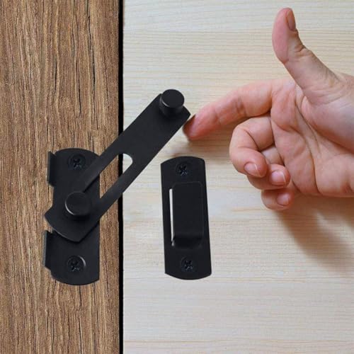Image of Stainless Steel Flip Latch Door Lock - Sliding Barn Door Lock, Safety Gate Latch for Garden, Bathroom, Garage, Coop, Closet, Cabinet & Window - Heavy Duty Bolt Lock Hardware (Black)
