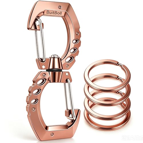BuitBoll Key Chain, 360 Spin Key Ring Holder for Women Men (Rose Gold)