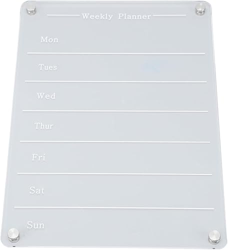 Miniatura 7 de Clear Acrylic Refrigerator Magnetic Planning Board, 33x23cm, Weekly Schedule - Reusable Wet Dry Erase, Transparent Surface, Home and Office Organizer