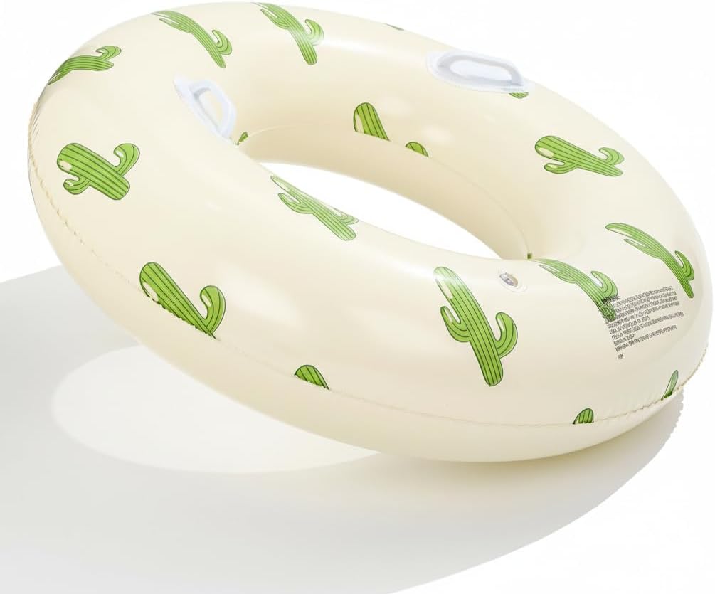 2Pack Stripe Pool Swim Ring with Handles Inflatable Pool Floats Water Fun Large Adult Swimming Pool Float for Beach Lake Summer Holiday Beach Party