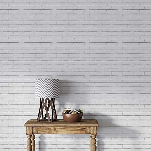 Image of DWELLSINDIA White Bricks Moroccan Pattern in Grey Self Adhesive Wallpaper Peel & Stick, Waterproof, Scratch Resistant, Laminated (Grey, 41X244 cm, Textured)
