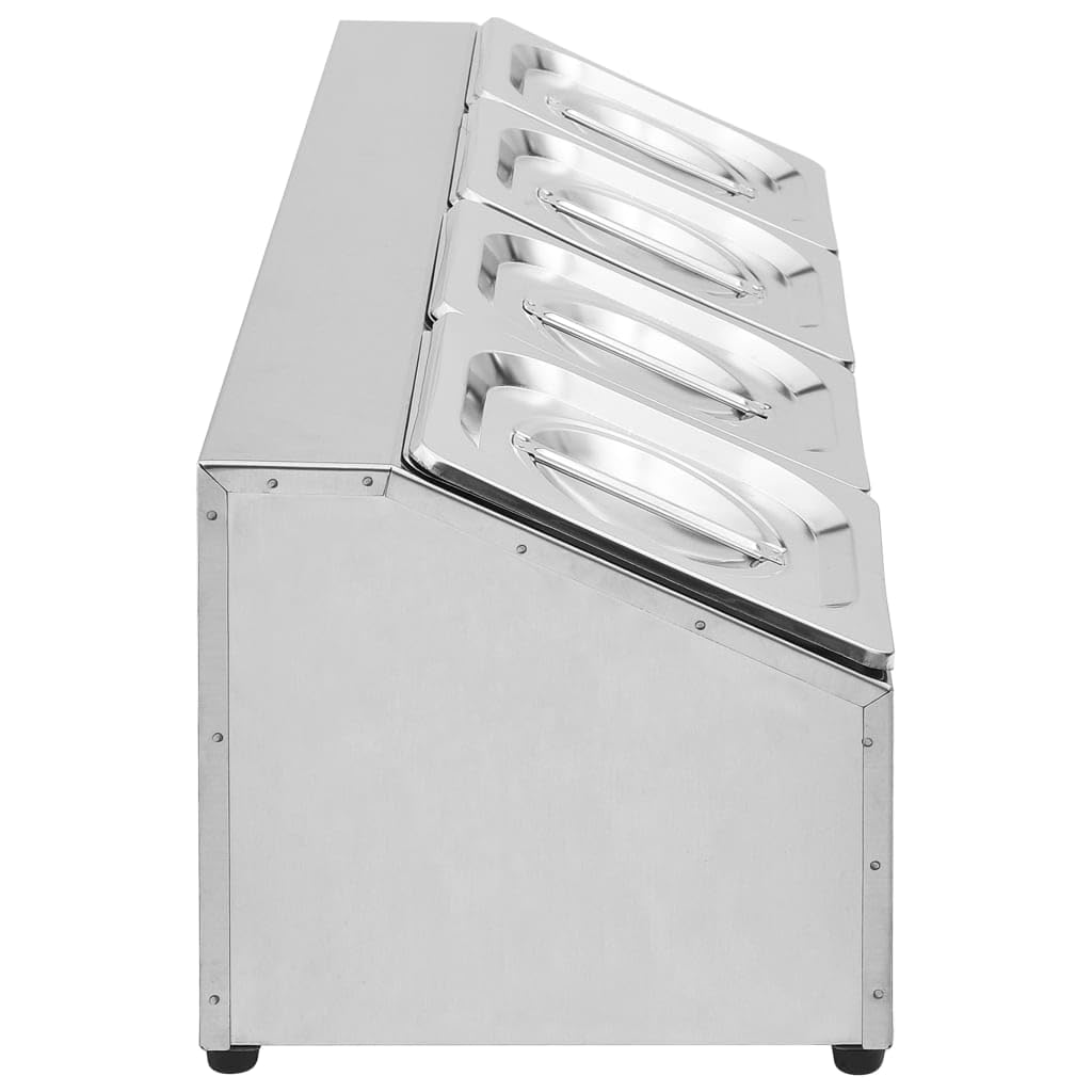 Home & Garden,Furniture-Gastronorm - Contenedor con 4 sartenes GN 1/6 de acero inoxidable