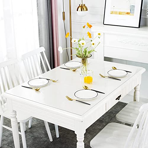 Deep Dream 1.5Mm Frosted Table Cover, 36×36 Inch Frosted Desk Cover, Square Vinyl Desk Pad, Pvc Plastic Table Cover For Office, Dresser, Night Stand, Computer & Writing Desk Tabletop #TOP1