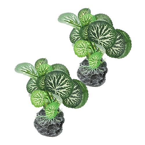 Kisangel 2個 人工植物の装飾 魚隠れ植物 おもちゃ 水槽フィルター 木 空気 水槽の植物 タンク 水槽の草 テラリウム植物 フィーダ シダ 水槽の装飾 人工観賞植物 水族館 プラスチック